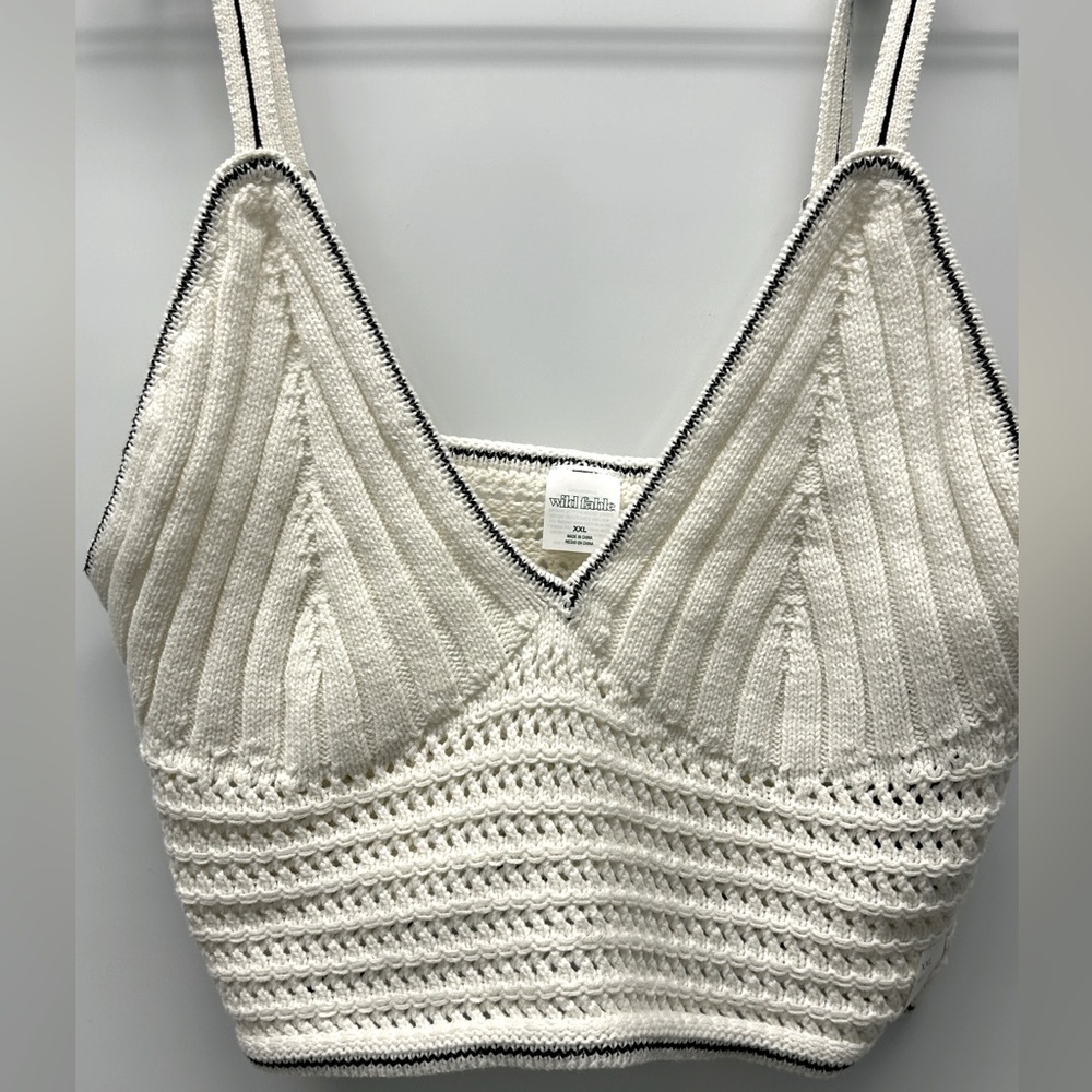 Wild Fable Off-White Knit Bralette Top, XXL